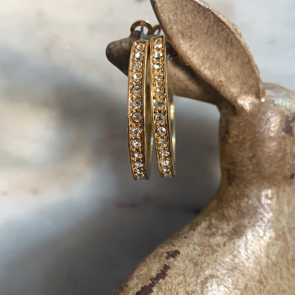 Vintage Gold/Rhinestone Hoops